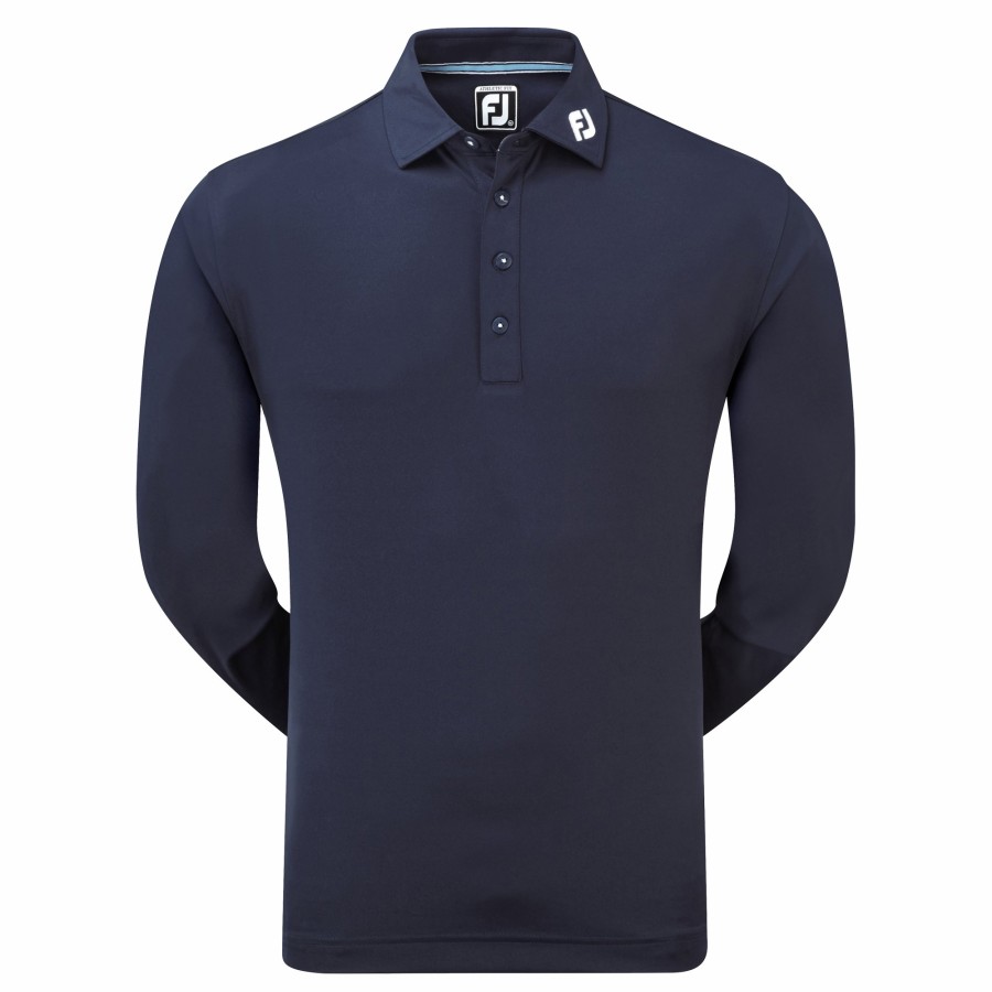 Herren FootJoy Shirts | Long Sleeve Thermocool Self Collar Marine