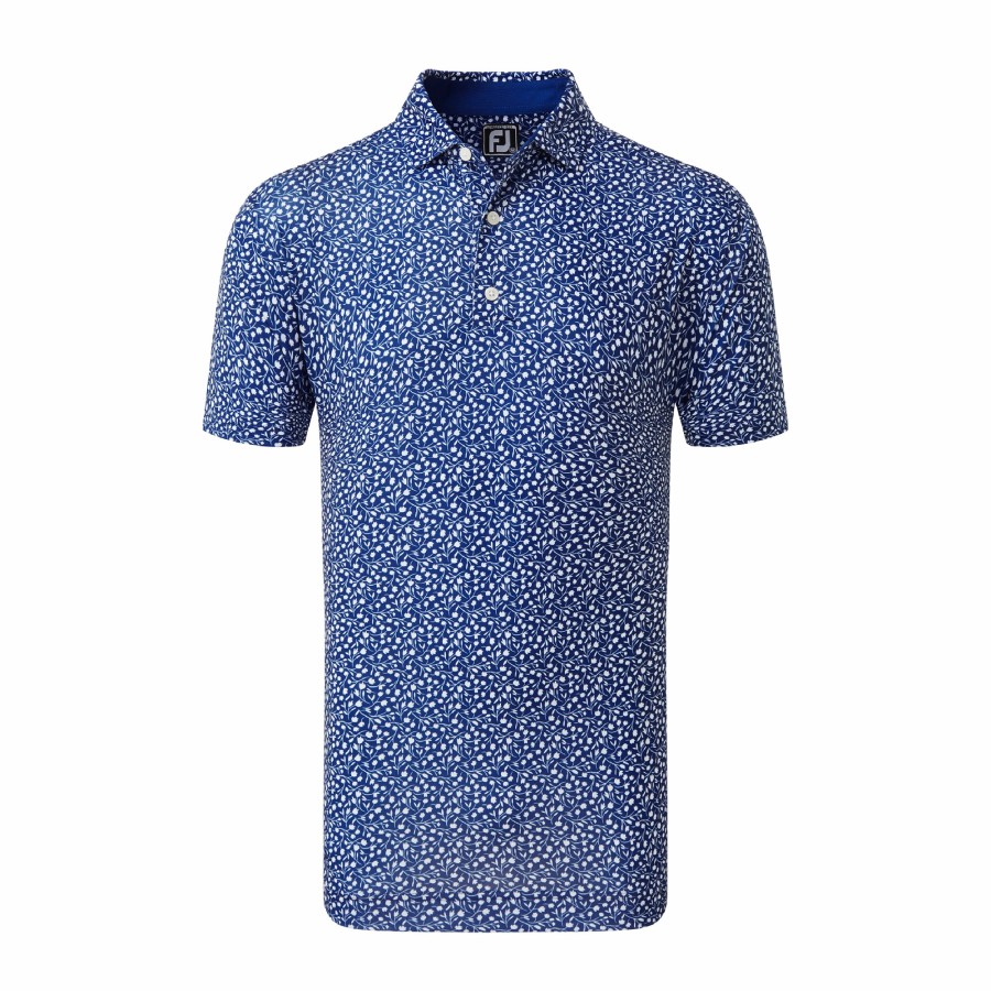 Herren FootJoy | Tulpen Print Lisle Designerblau / Weis