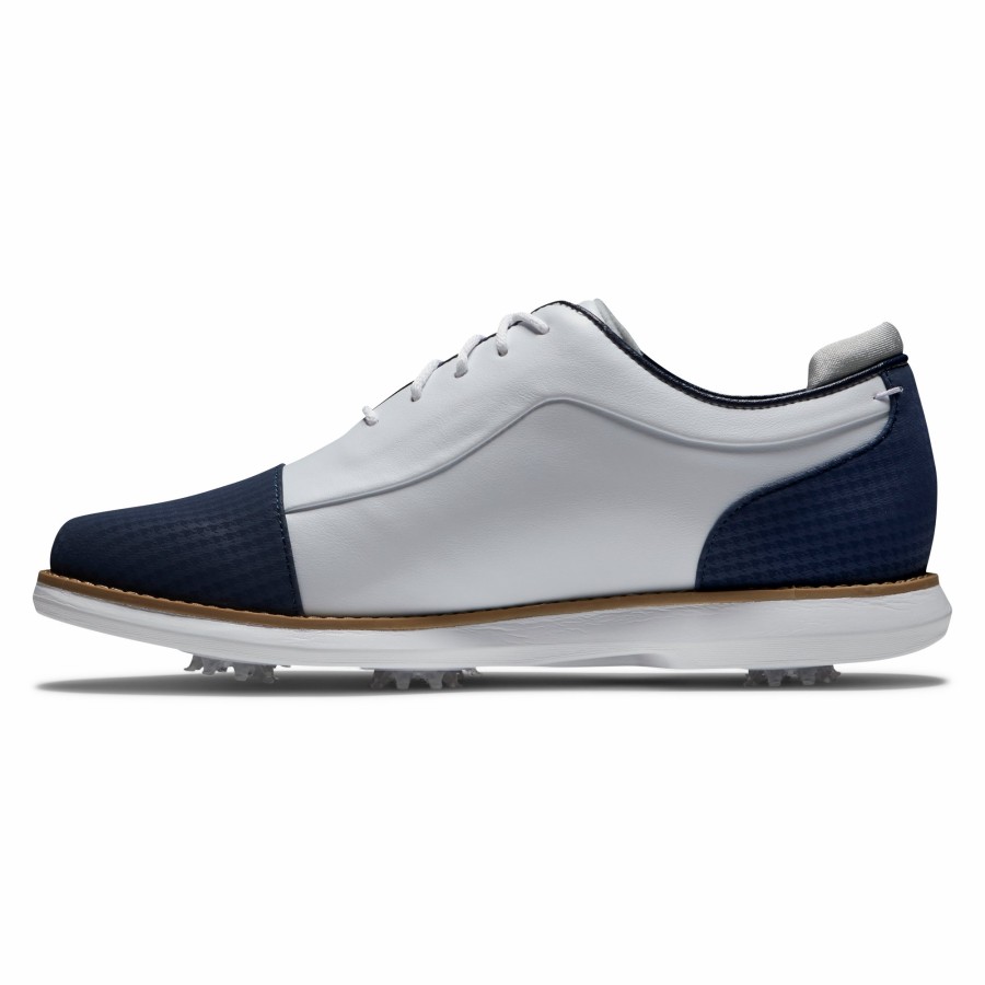 Damen FootJoy Schuhe Mit Spikes | Traditions - Shield Tip Damen Weis / Marine