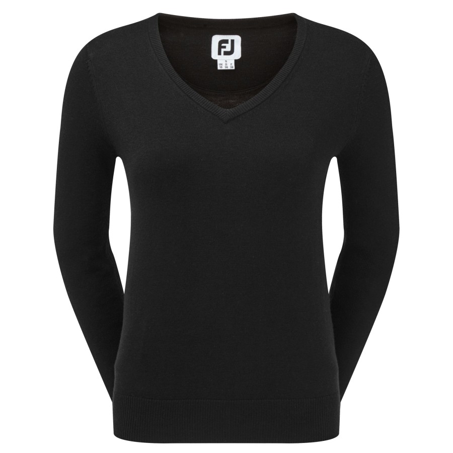 Damen FootJoy | Wollmischpullover Mit V-Kragen Damen Schwartz