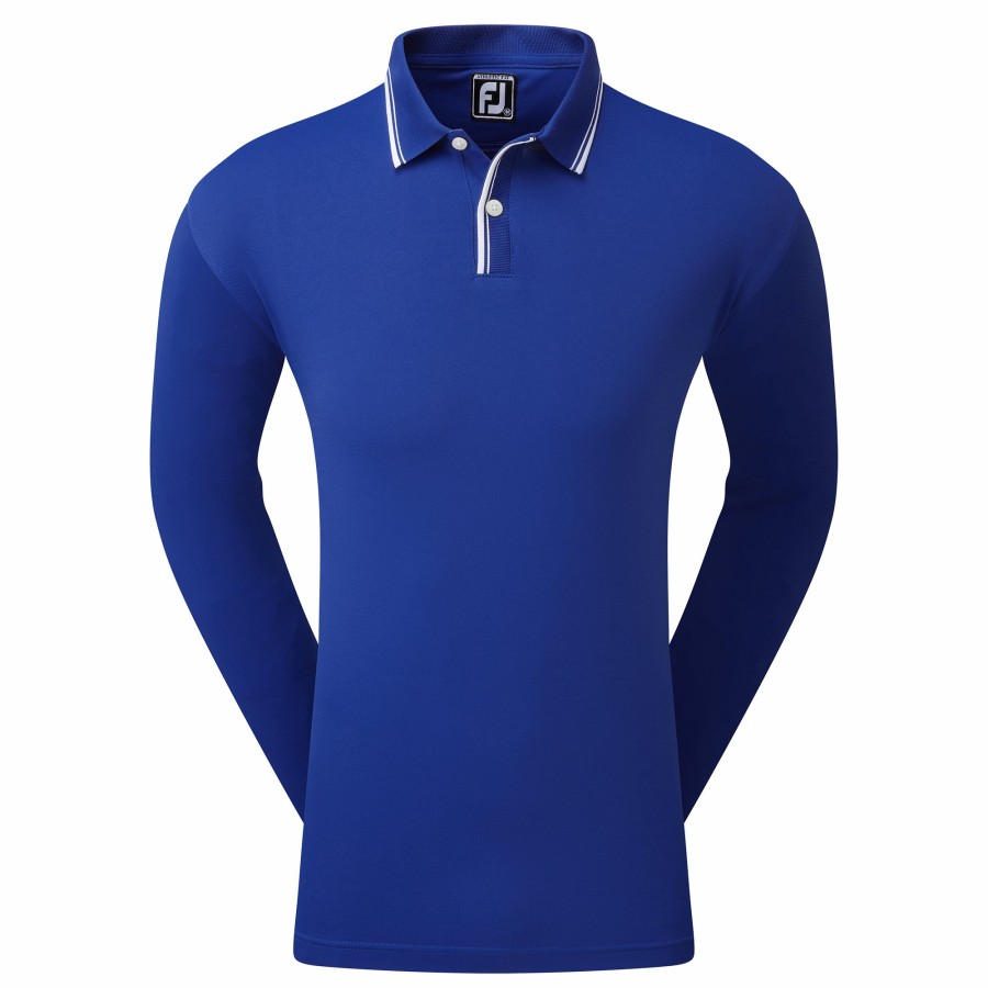 Herren FootJoy | Langarmel Sonnenschutz Pique Designerblau / Weis