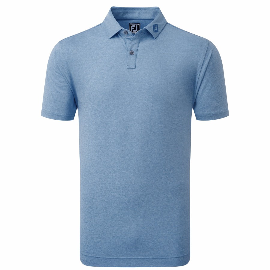 Herren FootJoy Shirts | Heather Self Collar Lisle Kobalt